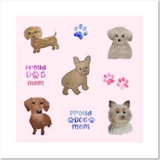 Watercolor cute dogs stickers set puppy puppies watercolour Posters and Art